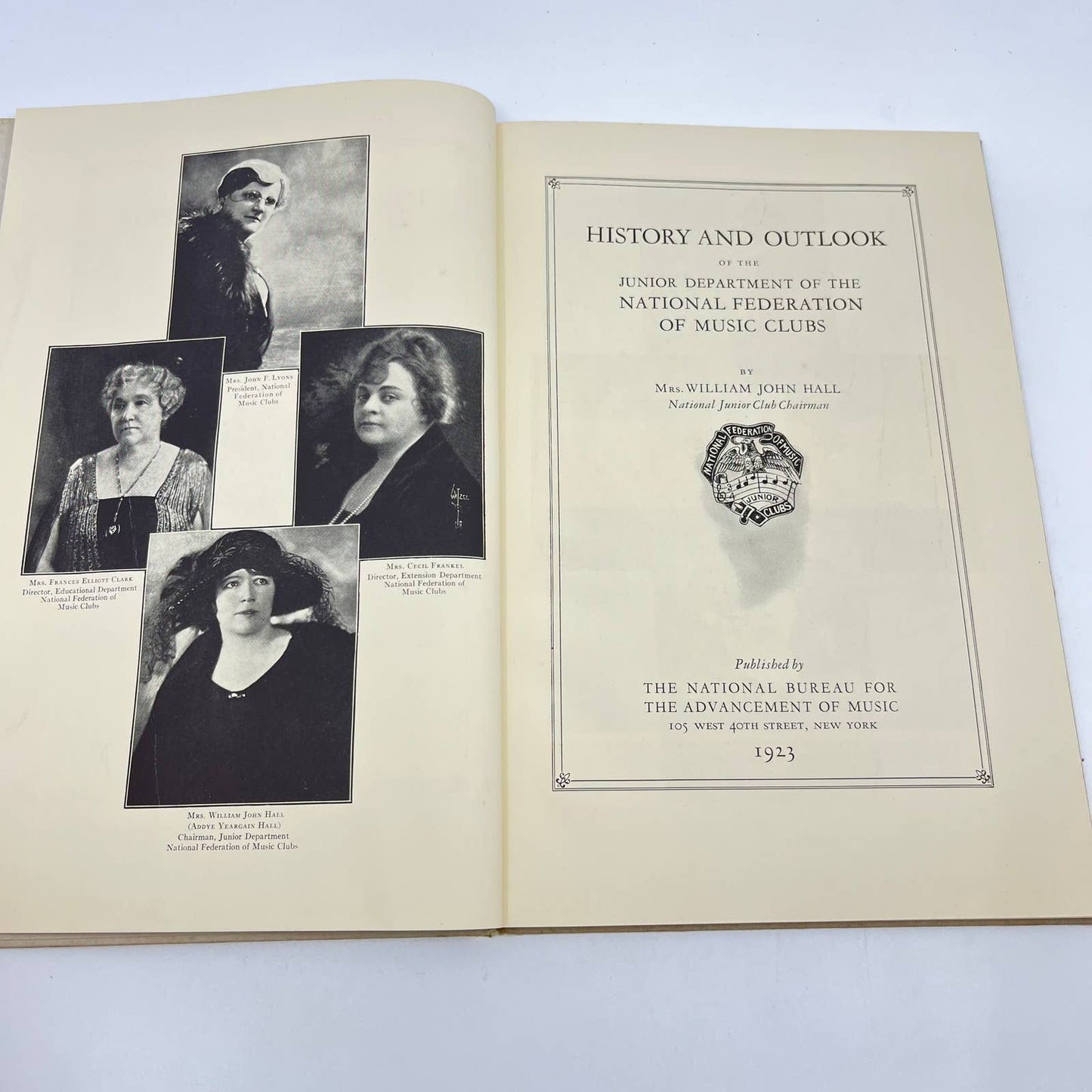 1923 History & Outlook of Junior Dept of National Federation of Music Clubs TC6