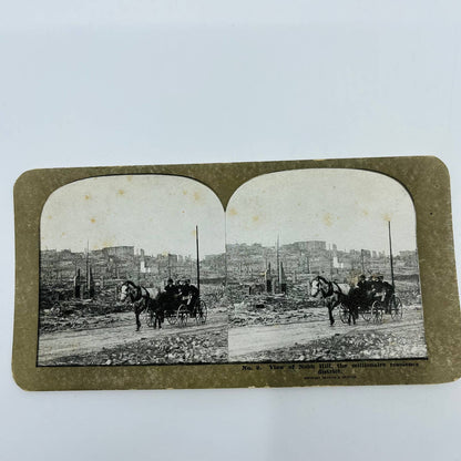 1906 Stereoview Card View of San Francisco Earthquake Wreckage from Nobb Hill