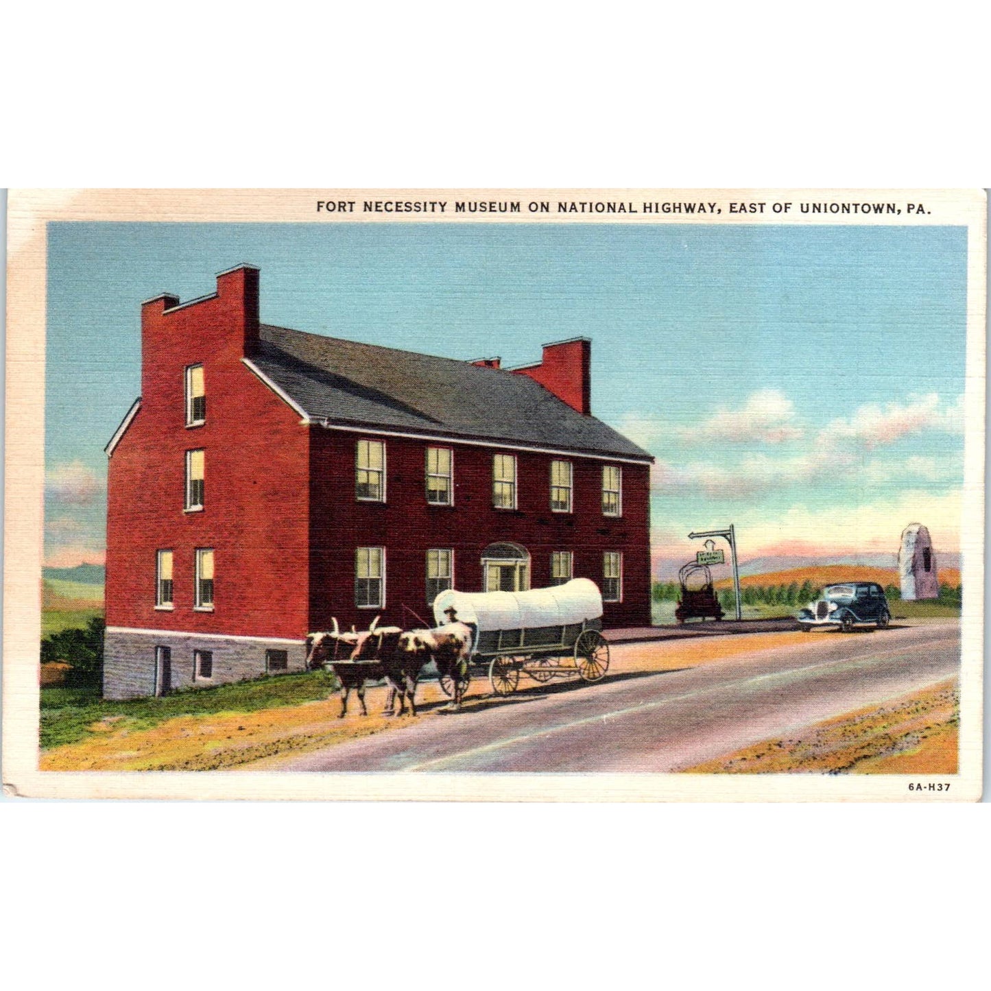 Vintage Postcard Fort Necessity Museum East of Uniontown PA TD9-P1