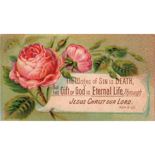 1880s Christian Bible Verse Calling Card - Romans 6:23 Eternal Life SF2