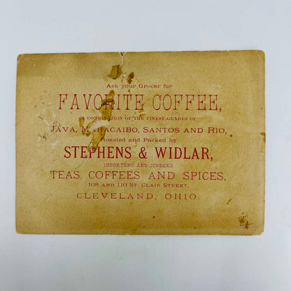 1880s Victorian Trade Card Favorite Coffee Stephens Widlar Cleveland OH AA2