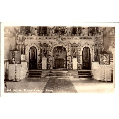 RPPC - Interior, Russian Church in Alaska Original Postcard TK1-30