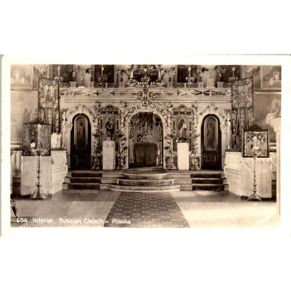 RPPC - Interior, Russian Church in Alaska Original Postcard P2-6