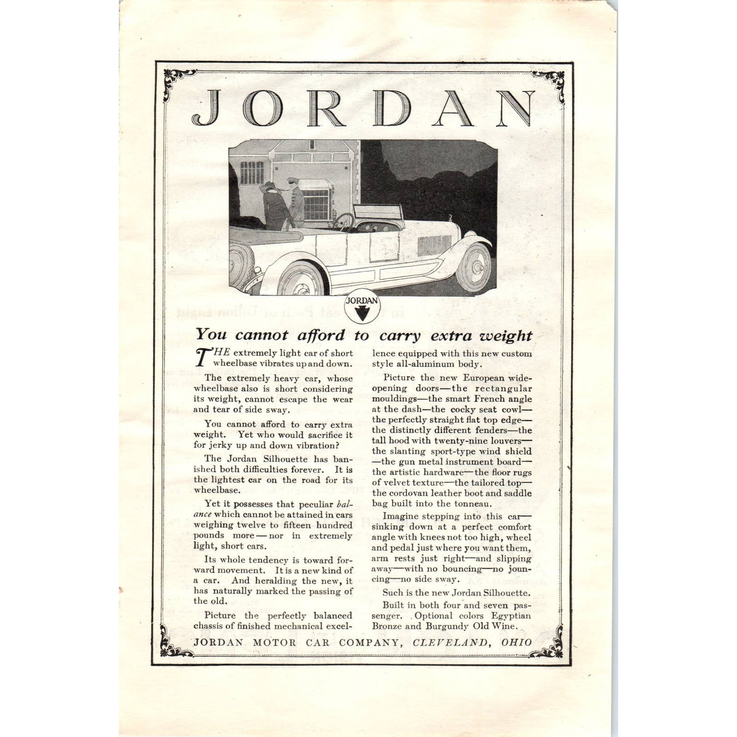 c1920 Harper's Magazine Ad - Jordan Motor Car Company Cleveland OH EA3