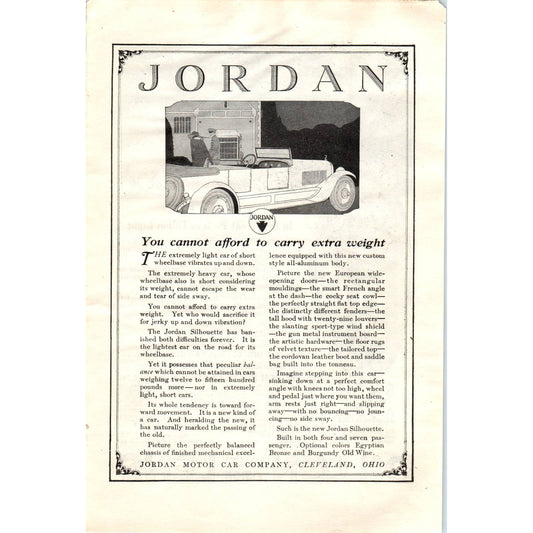 c1920 Harper's Magazine Ad - Jordan Motor Car Company Cleveland OH EA3