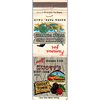 Knott's Berry Farm Ghost Town Buena Park CA Advertising Matchbook Cover SA1-M8