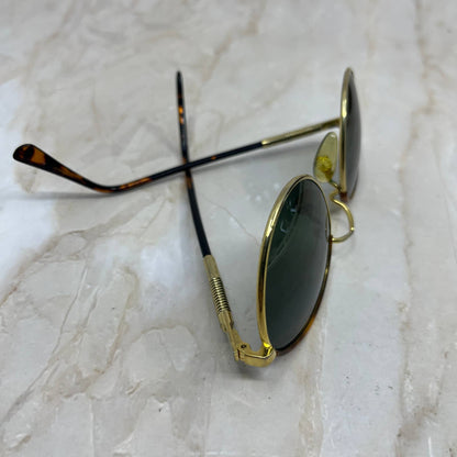 Round Tortoise Shell Gold Tone Sunglasses Eyeglasses Frames TJ1-G2-7