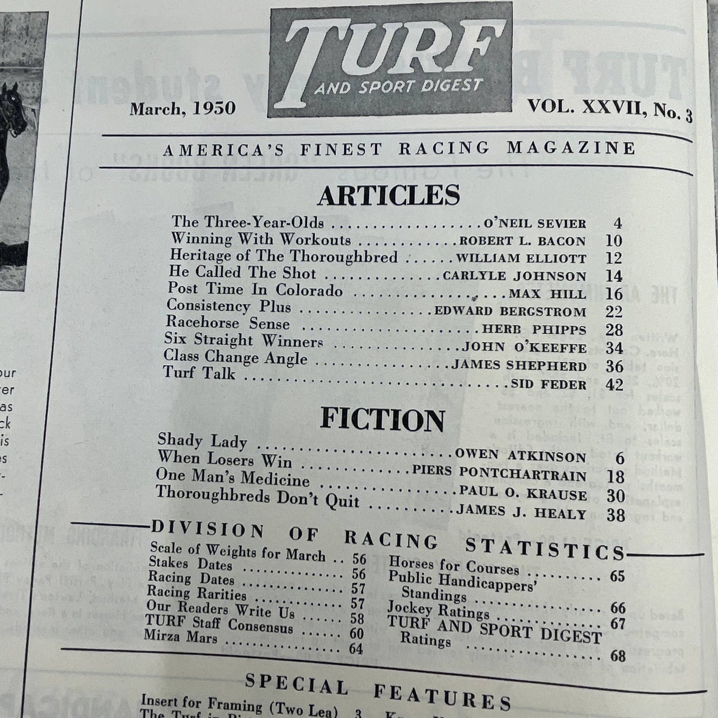 1950 March Turf and Sport Magazine Horse Racing Dawn Riders Russ Ellis TG6