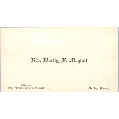 Rev. Worthy F. Maylott First Congregational Church Derby CT Business Card TK2-CC