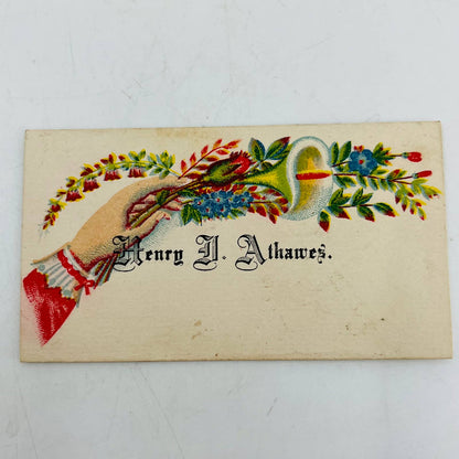 1800s VICTORIAN CALLING CARD LITHO Calla Lily HENRY D. ATHAWES AA2