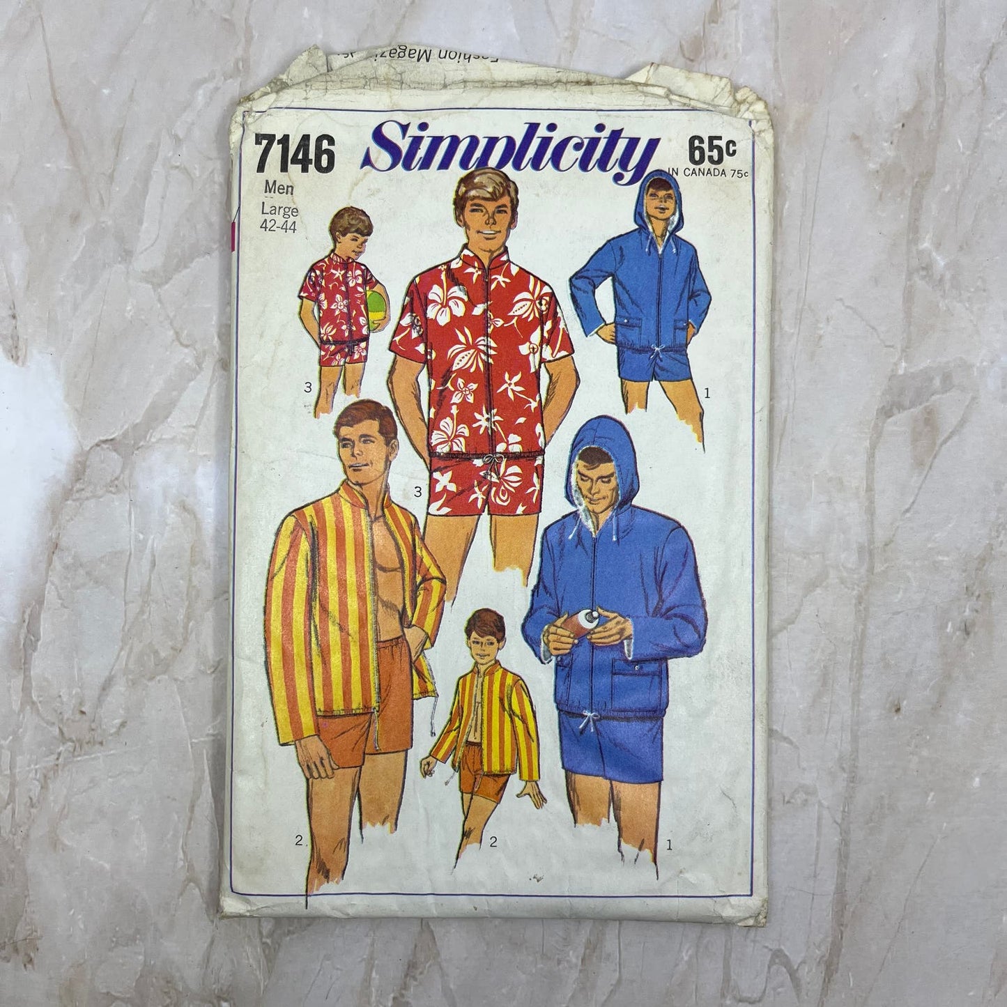 Simplicity Pattern 7146 Men’s Large 42-44 Swim Shorts & Nehru jacket TE5