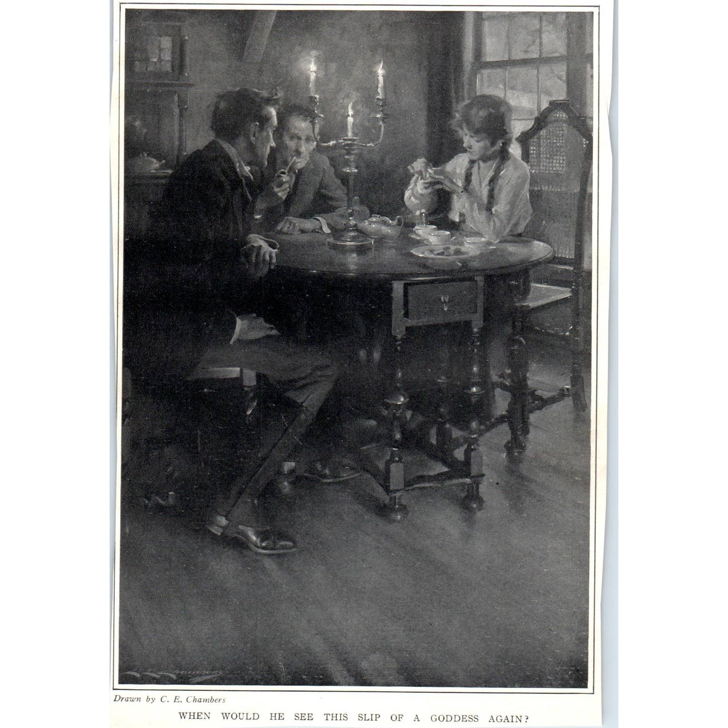 c1920 Harper's Print - When Would He See The Slip of a Goddess Again? SF3-1