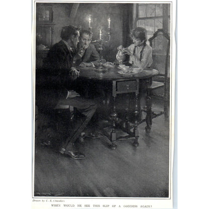 c1920 Harper's Print - When Would He See The Slip of a Goddess Again? SF3-1