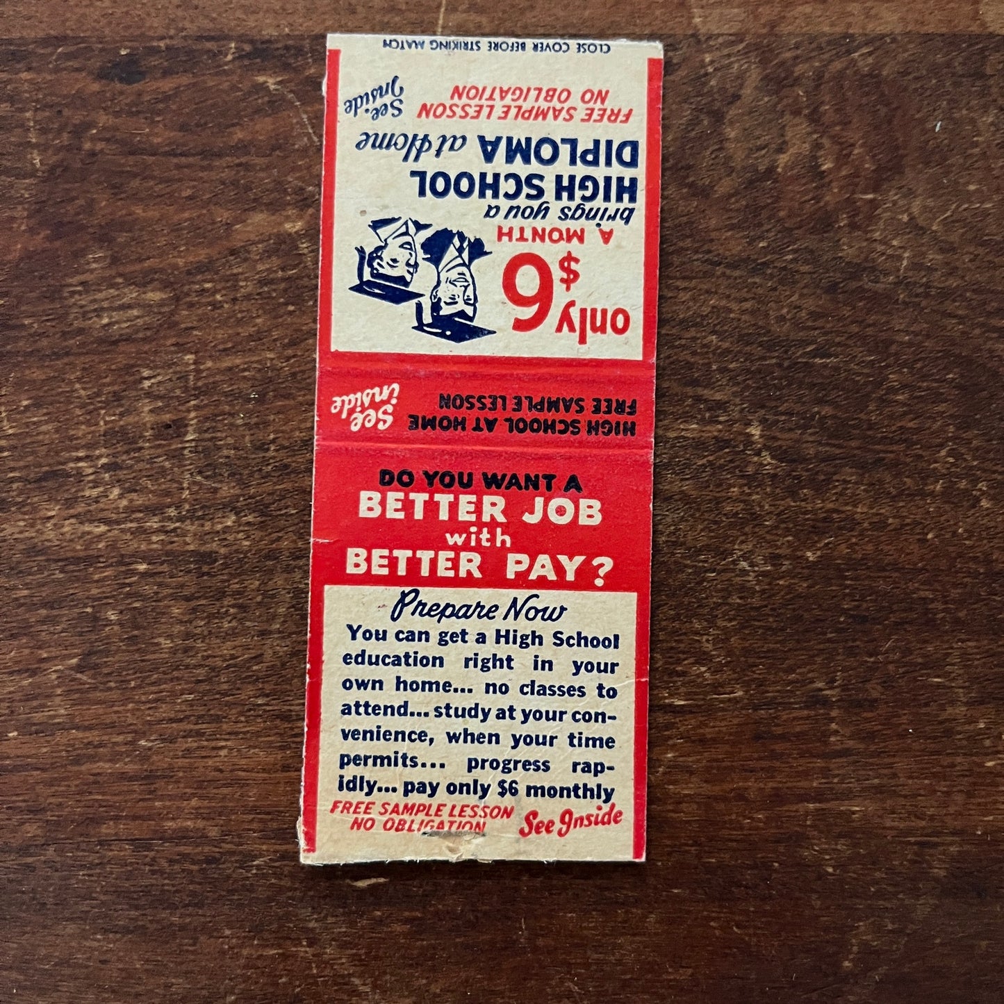 High School Diploma at Home Advertising Matchbook Cover MM11-8