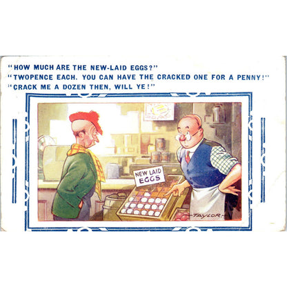 Egg Prices Humor Cartoon 1941 Original Postcard TK1-20