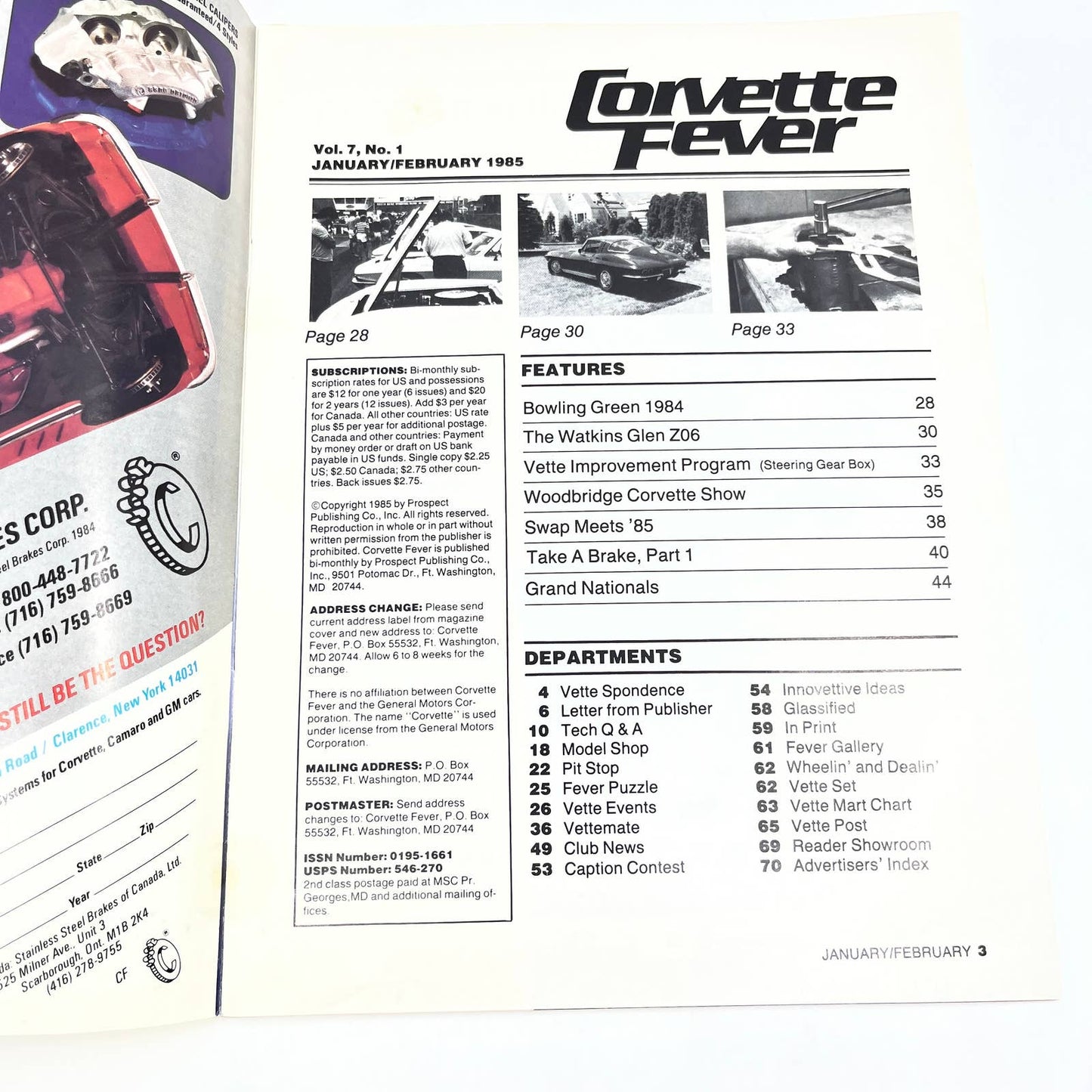1985 Jan/Feb Corvette Fever Magazine Vette Improvement (Steering Gear Box) TG1