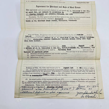 1940s Purchase Agreement Warranty Deed Satisfaction of Mortgage Milwaukee WI AA7