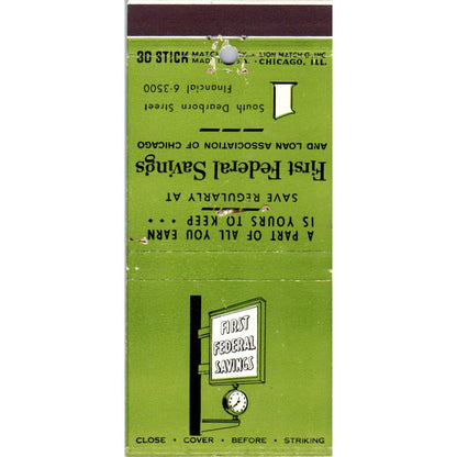 First Federal Savings Chicago IL Advertising Matchbook Cover SA1-M11