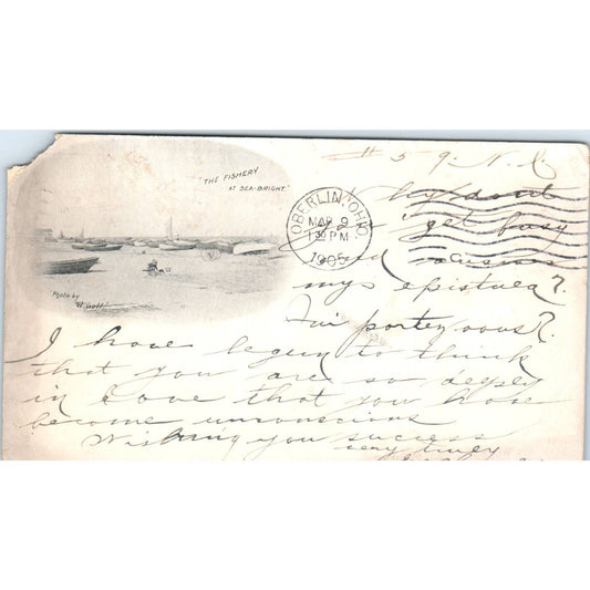 The Fishery at Sea-Bright W.Goff Photo 1905 Original Postcard TK1-P1