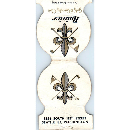 Rainier Golf & Country Club Seattle Die Cut Advertising Matchbook Cover SA6-M3