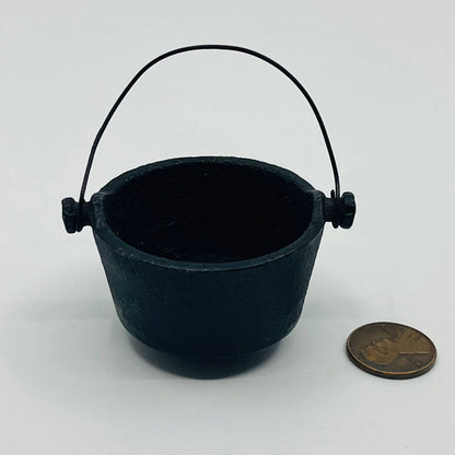 Antique Miniature Hanging Cast Iron Cauldron Pot Kitchen Toy Dollhouse 1.75” SB4