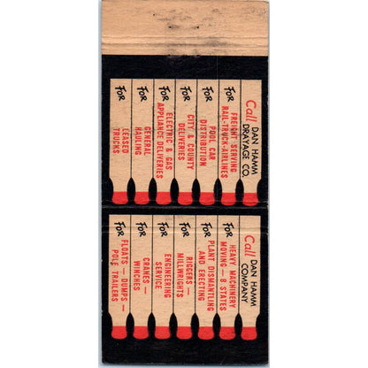 Dan Hamm Drayage Co. St Louis MO Advertising Matchbook Cover SA1-M11