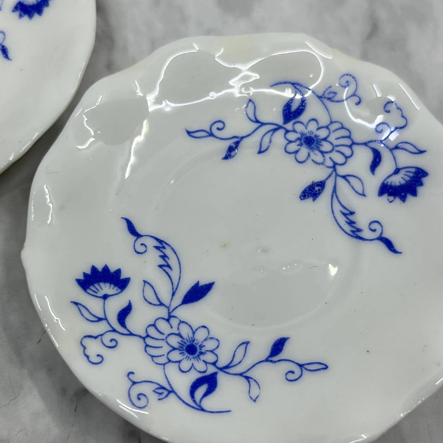 Vintage Blue Floral Mini Dill Tea Party  Plate 3” Scalloped Japan Set of 3 TJ5