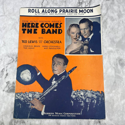 1935 ROLL ALONG PRAIRIE MOON Sheet Music Here Comes the Band Virginia Bruce TH1