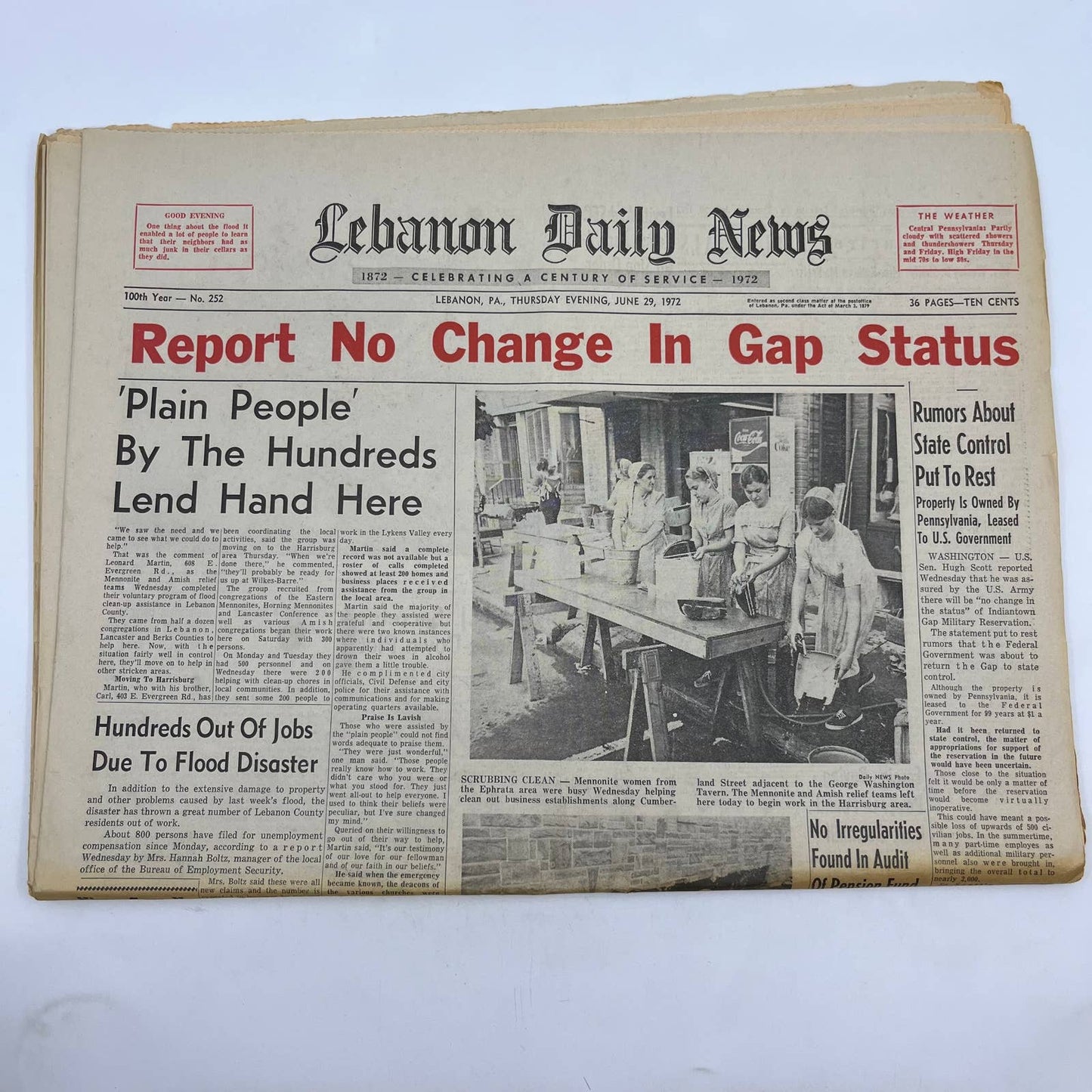 1972 June 29 Lebanon Daily News Hurricane Agnes Lebanon Relief Effort TH6