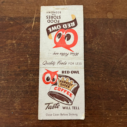 Red Owl Harvest Queen Coffee Advertising Matchbook Cover SB3-M1