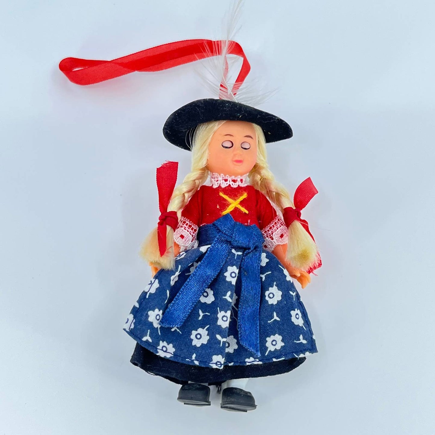 Vintage Blinking Eye Dutch Girl Doll Christmas Tree Ornament SC9