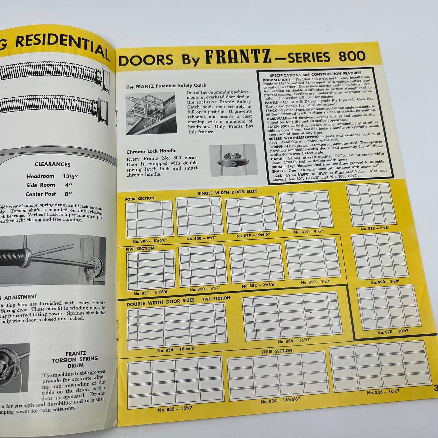 1950s Frantz Mfg Co Torsion Spring Garage Doors Advertising Catalog Sterling AC8