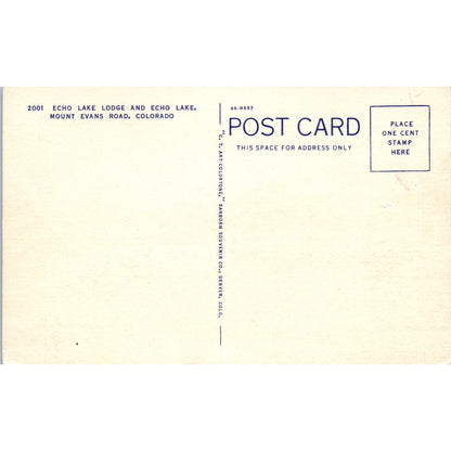 Echo Lake Lodge Mount Evans Road Colorado Original Postcard P2-2