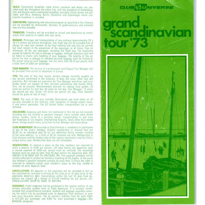 1973 Club Universe Grand Scandinavian Tour Fold Out Brochure TH2-SF1