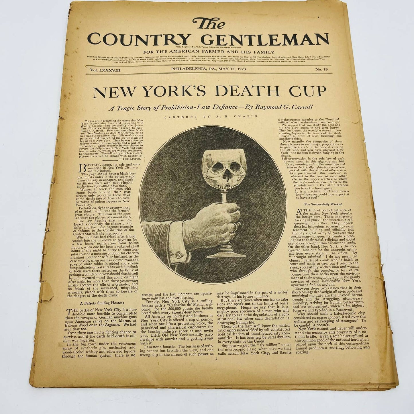 Vintage The Country Gentleman May 12 1923 New York’s Death Cup Prohibition BA3