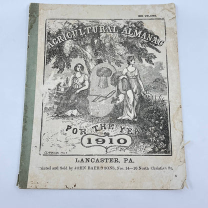John Baer’s Sons Agricultural Almanac for the Year 1910 Lancaster PA TF8