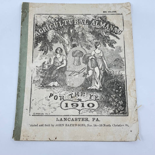 John Baer’s Sons Agricultural Almanac for the Year 1910 Lancaster PA TF8
