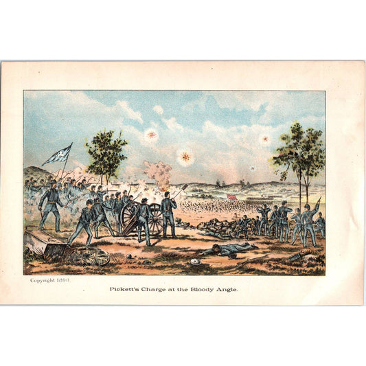 1890 Original Art Print Pickett's Charge Bloody Angle 1890 Civil War 6x9 TJ1-2