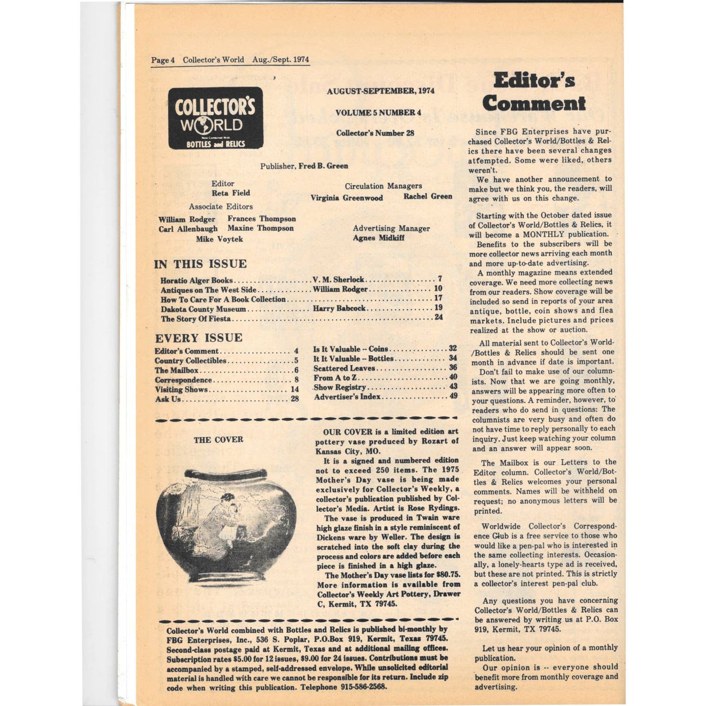 Long John Latham's Collector's World Bottles and Relics Magazine Aug 1974 M5