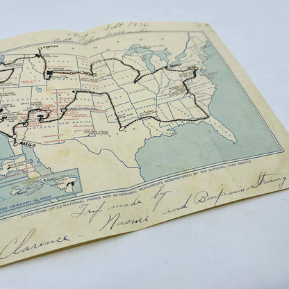 1936 US Map Showing 12000 Mile Trip Benjamin Clarence Naomi Striewig York PA C13