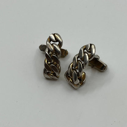 Vintage 1950s MCM MOD SWANK Cufflinks Curled Braid Metallic Tone SE1