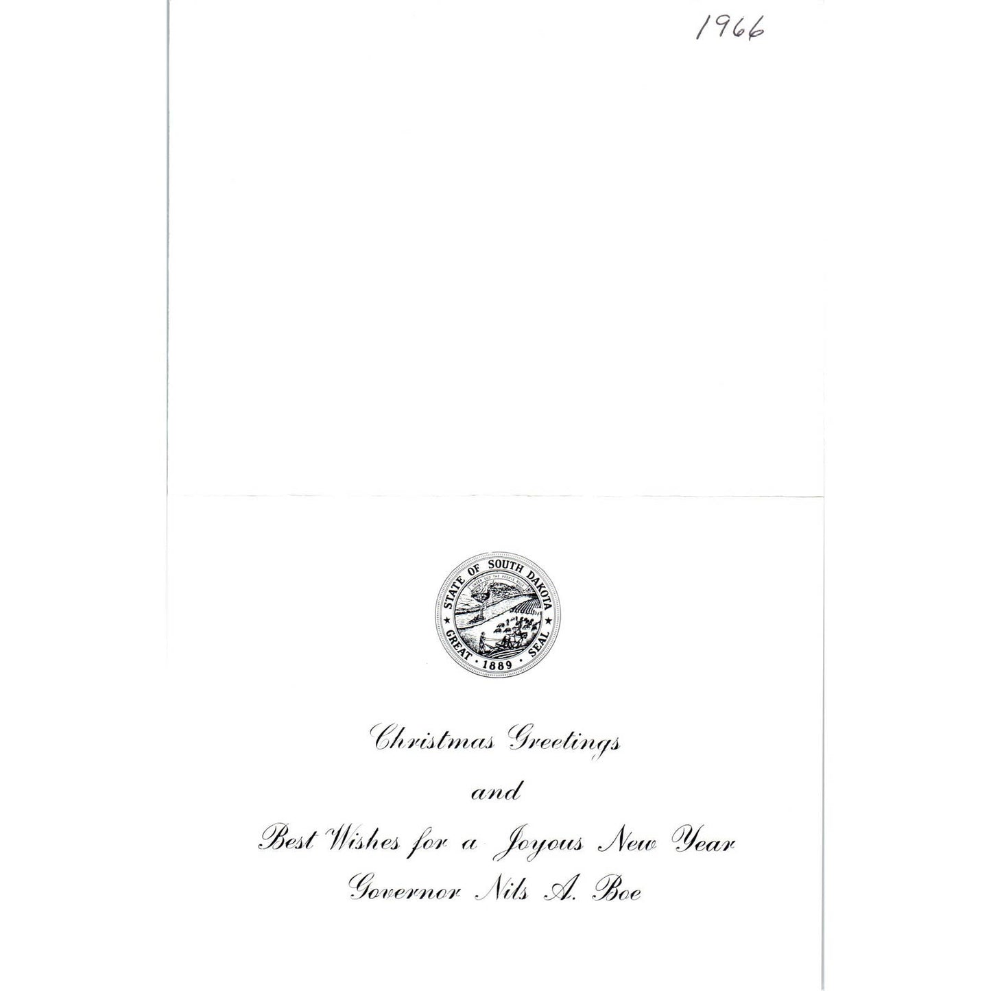 1960s Christmas Card from South Dakota Governor Nils A. Boe 1966 TK1-P11