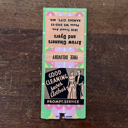 Arrow Cleaners & Dryers Kansas City MO Advertising Matchbook Cover MM11-6