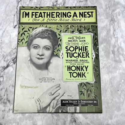 I'm Feathering a Nest Honky Tonk Sophie Tucker 1929 Sheet Music TK2-SM2