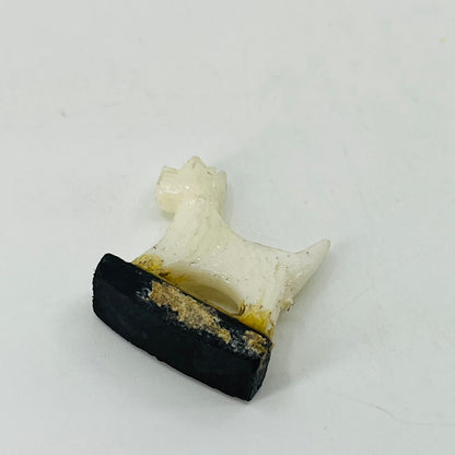 Vintage Mini White Celluloid Scottish Terrier Scotty Dog Magnet 1” SB2