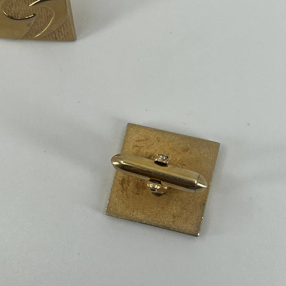 Vintage 1950s MCM MOD SWANK Cufflinks Square Textured Flourished Gold Tone SE1