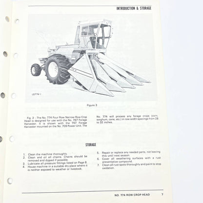 Original New Idea Manual 774 4 Row Narrow Row Crop Head Forage Harvester TB9