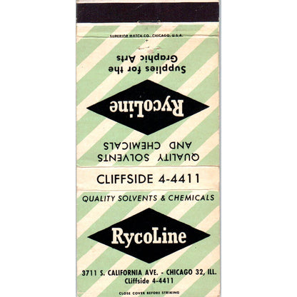 Rycoline Chemicals Chicago IL Advertising Matchbook Cover SA1-M11