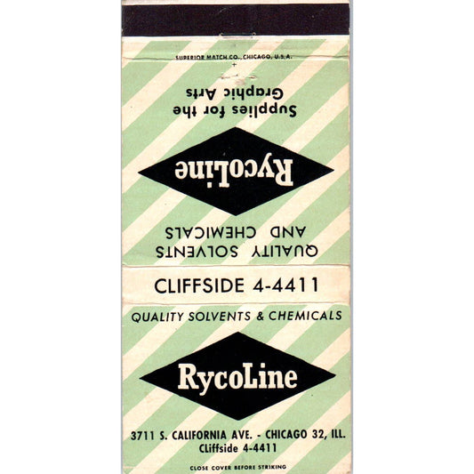Rycoline Chemicals Chicago IL Advertising Matchbook Cover SA1-M11