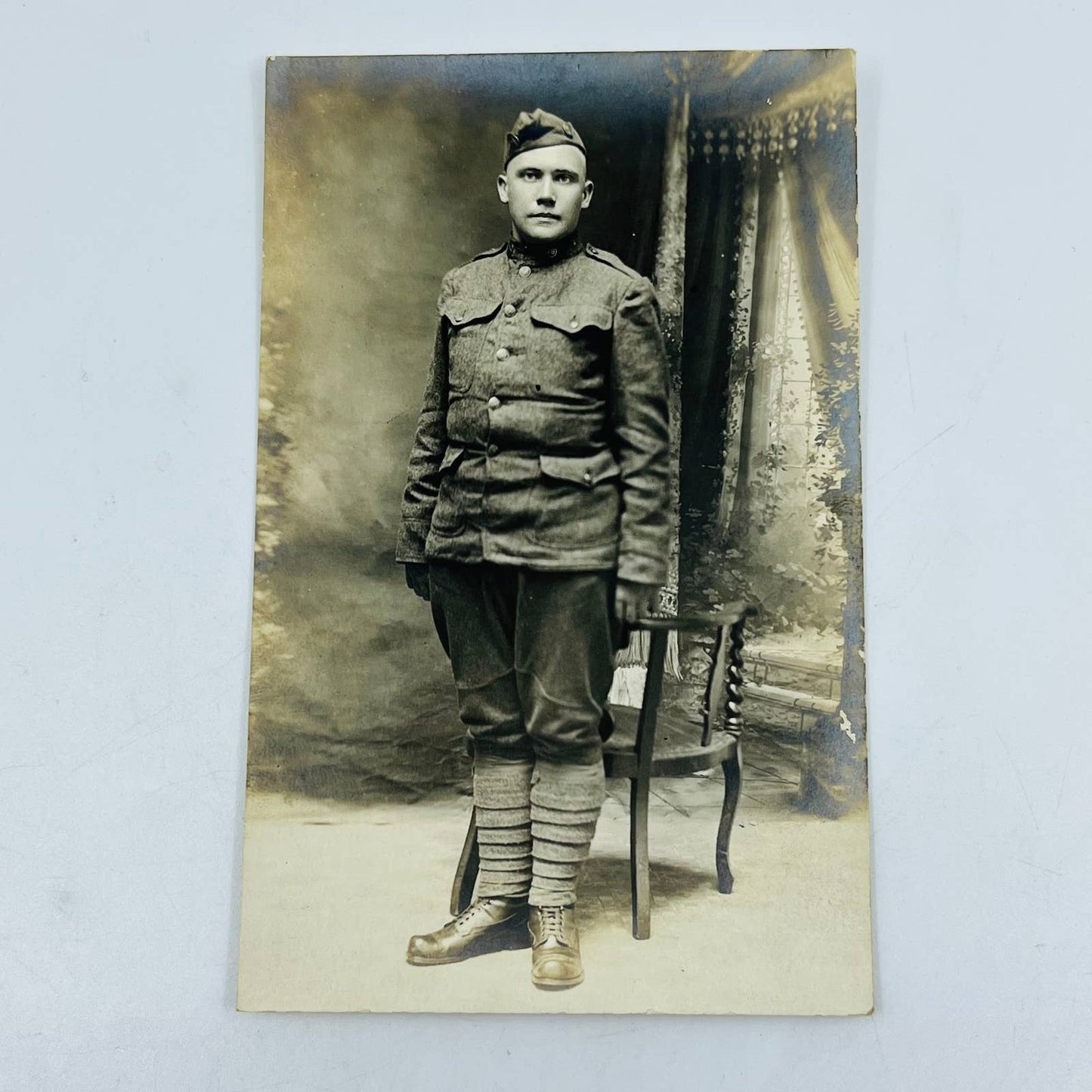 Early 1900s RPPC WWI US Army Military Soldier Posing PA9